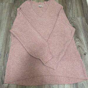 Women's Pink V-Neck Sweater